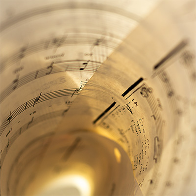 Picture of rolled up sheet music